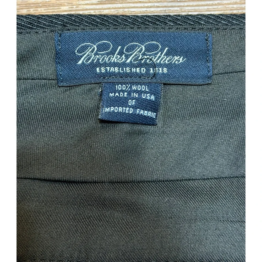 VTG Brooks Brothers 100% Wool Pleated Cuffed Dress Pants Charcoal USA Made Sz 34